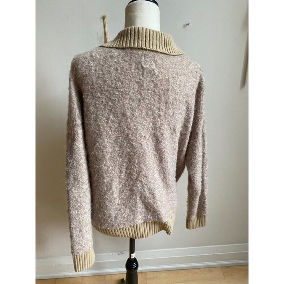 Joie BNWT collared vneck tan Sweater women sz large NEW - Picture 3 of 6